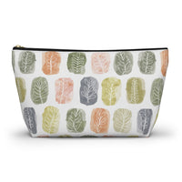 Watercolor Leaf Stamp Accessory Pouch w T-bottom in Green